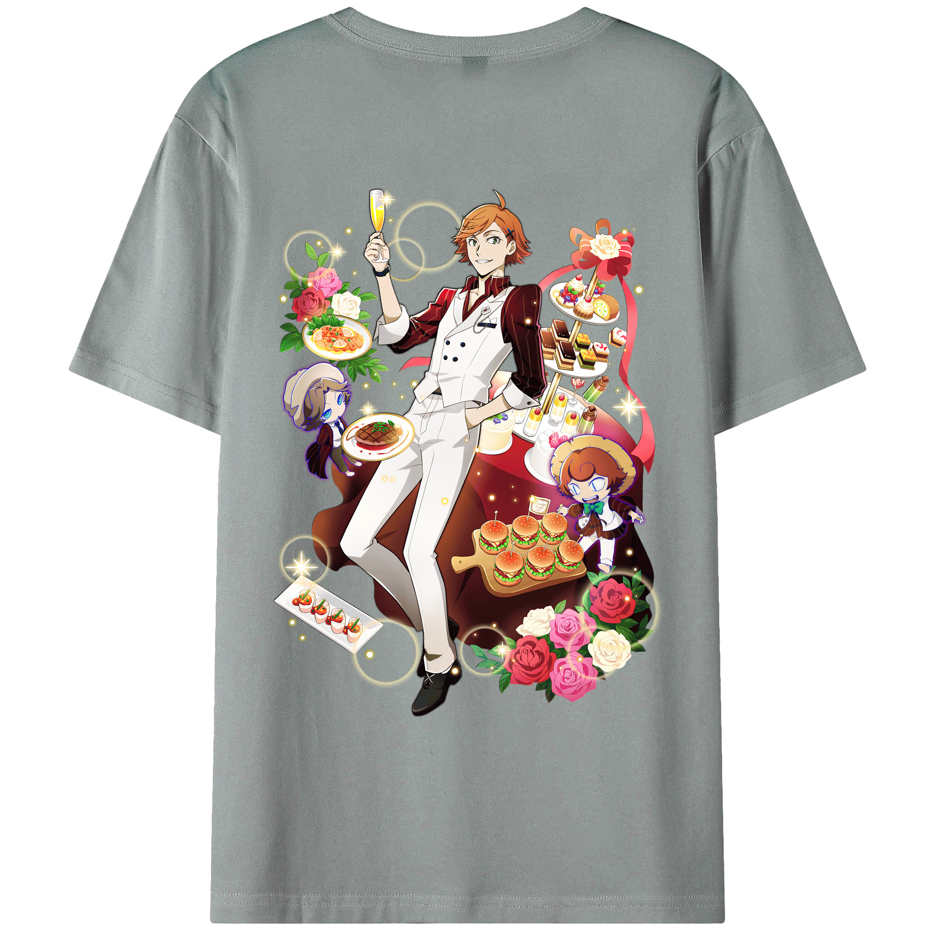 （画像用） 文豪ストレイドッグス Bungo Stray Dogs 綿100％ メンズ半袖Tシャツ（バックプリント） 通気性